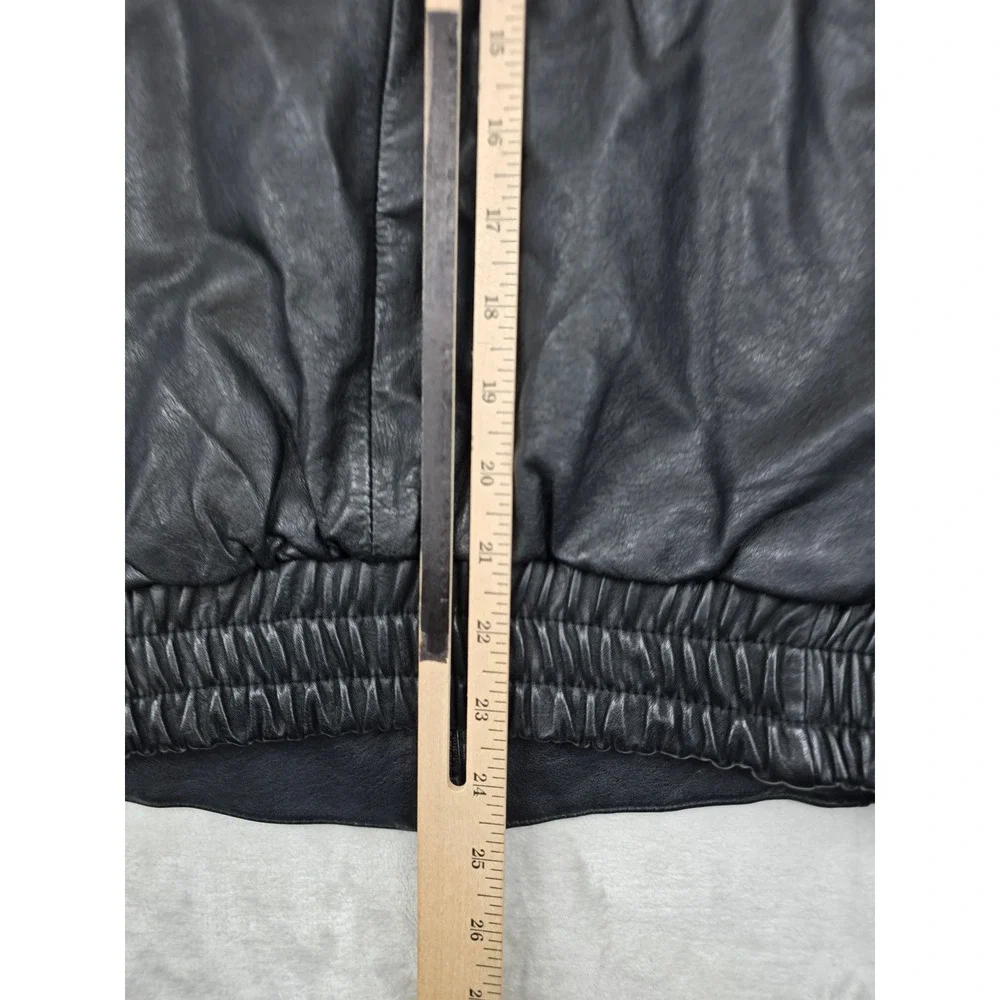 Bermans Leather Bomber Jacket Mens Small Long Black Thinsulate Removable Vintage